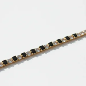 Black & Gold Crystal Tennis Bracelet