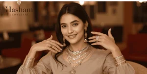 Buy Artificial Jewellery in Lahore | Confident Lahore woman wearing multiple coordinated artificial jewellery pieces including layered necklaces, stacked bangles, rings, and earrings showing smart collection building and thoughtful shopping choices