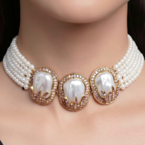 Turkish-Inspired Pearl Choker Set by Hasham Jewellery