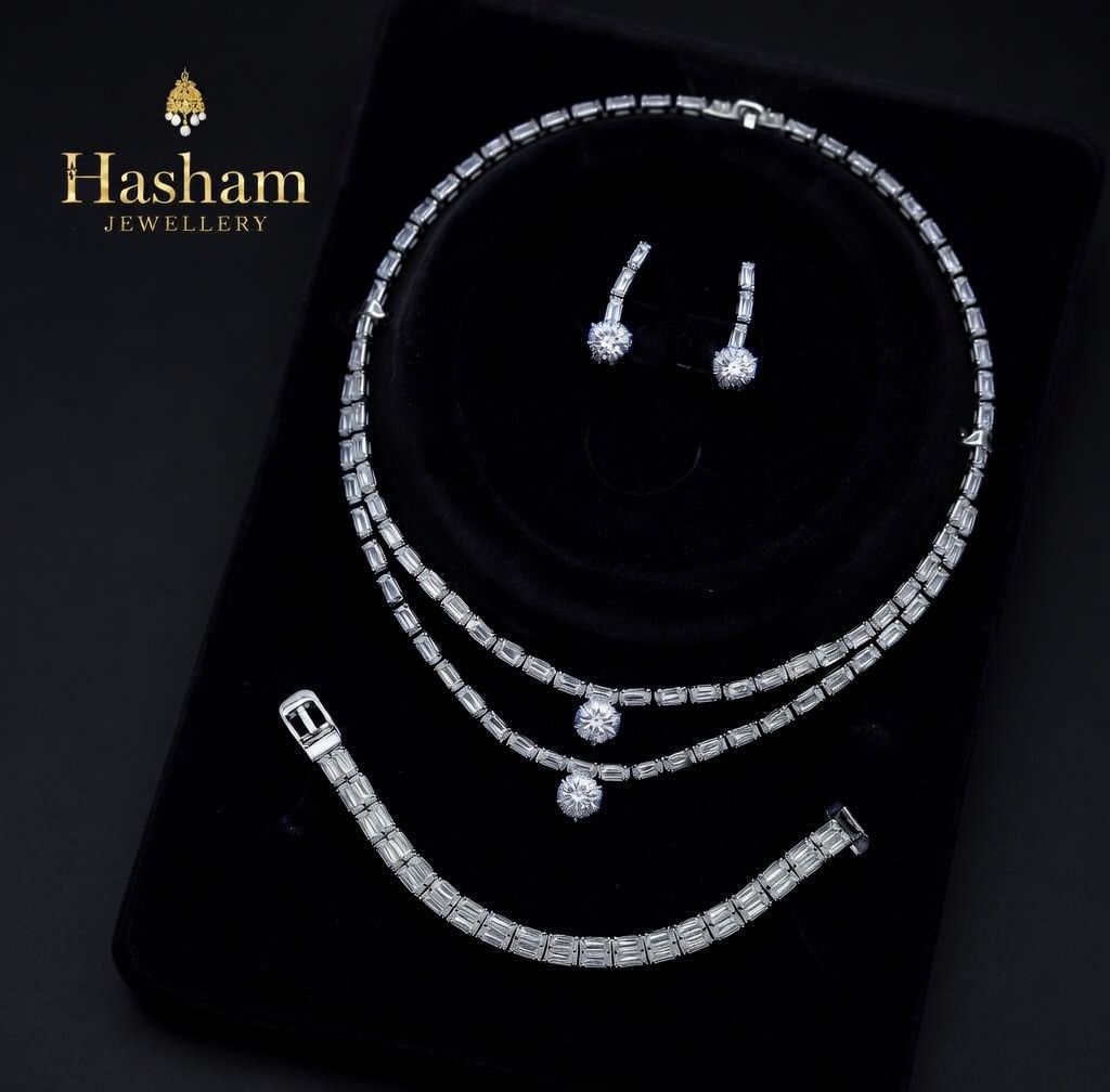 Baguette Tennis Necklace Set