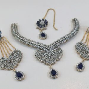 Blue and Silver Indian-Style Necklace Set