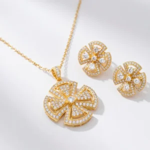 Gold Flower Locket Set