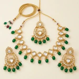 Green Kundan Necklace Set