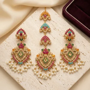 Multi-Color Stone Earrings Set