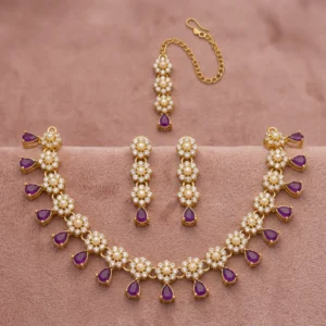 Purple Gold Necklace Set