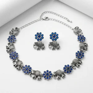 Silver Elephant Necklace Set