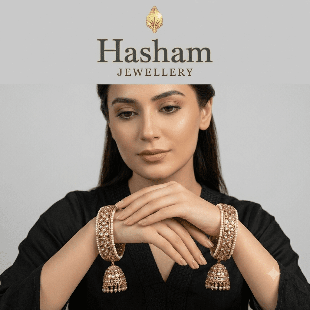 Luxury Pearl Jhumki Bangles – Elegant Bridal Artificial Jewellery for Women