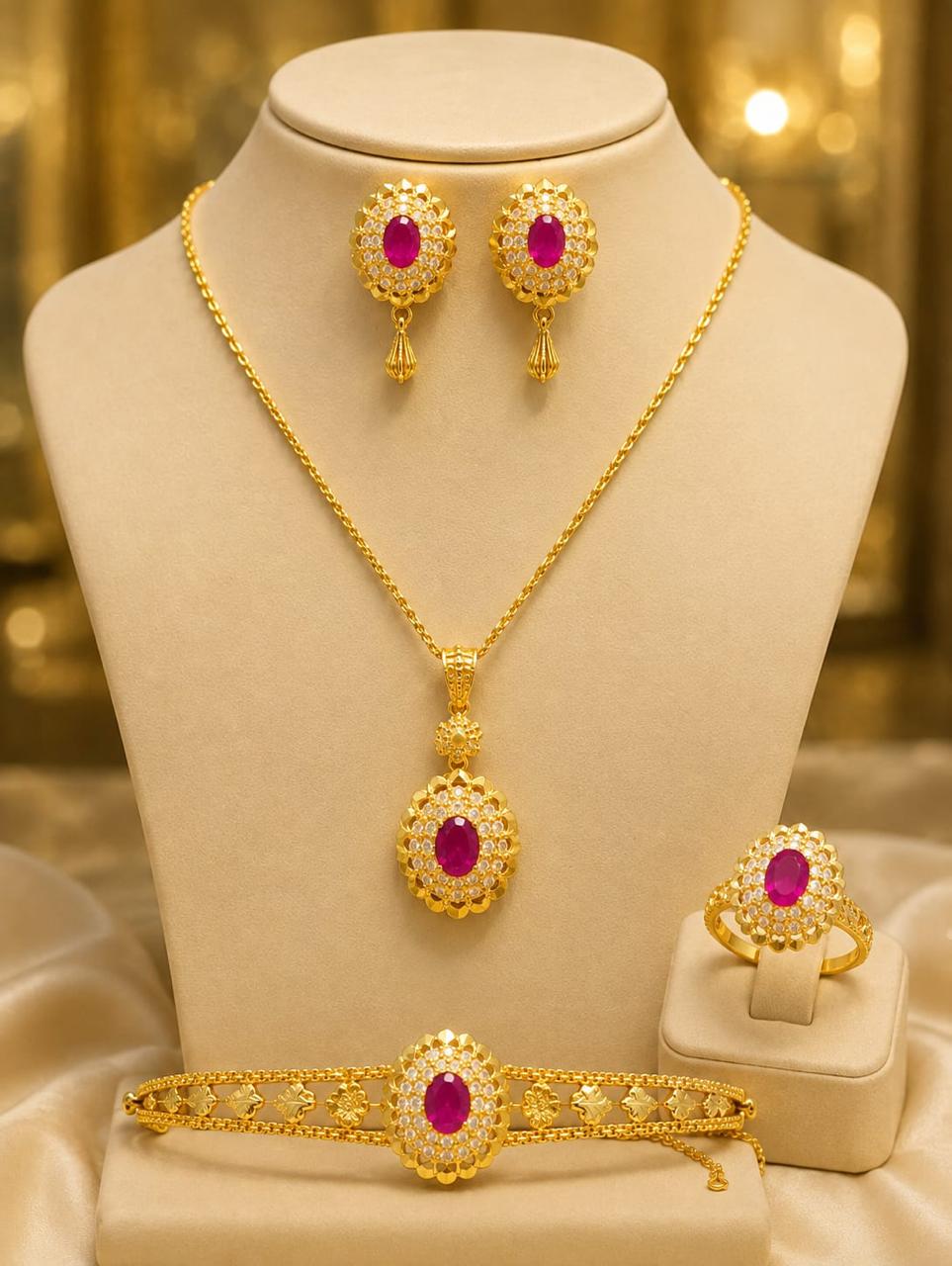 Gold Plated Real Stone Set