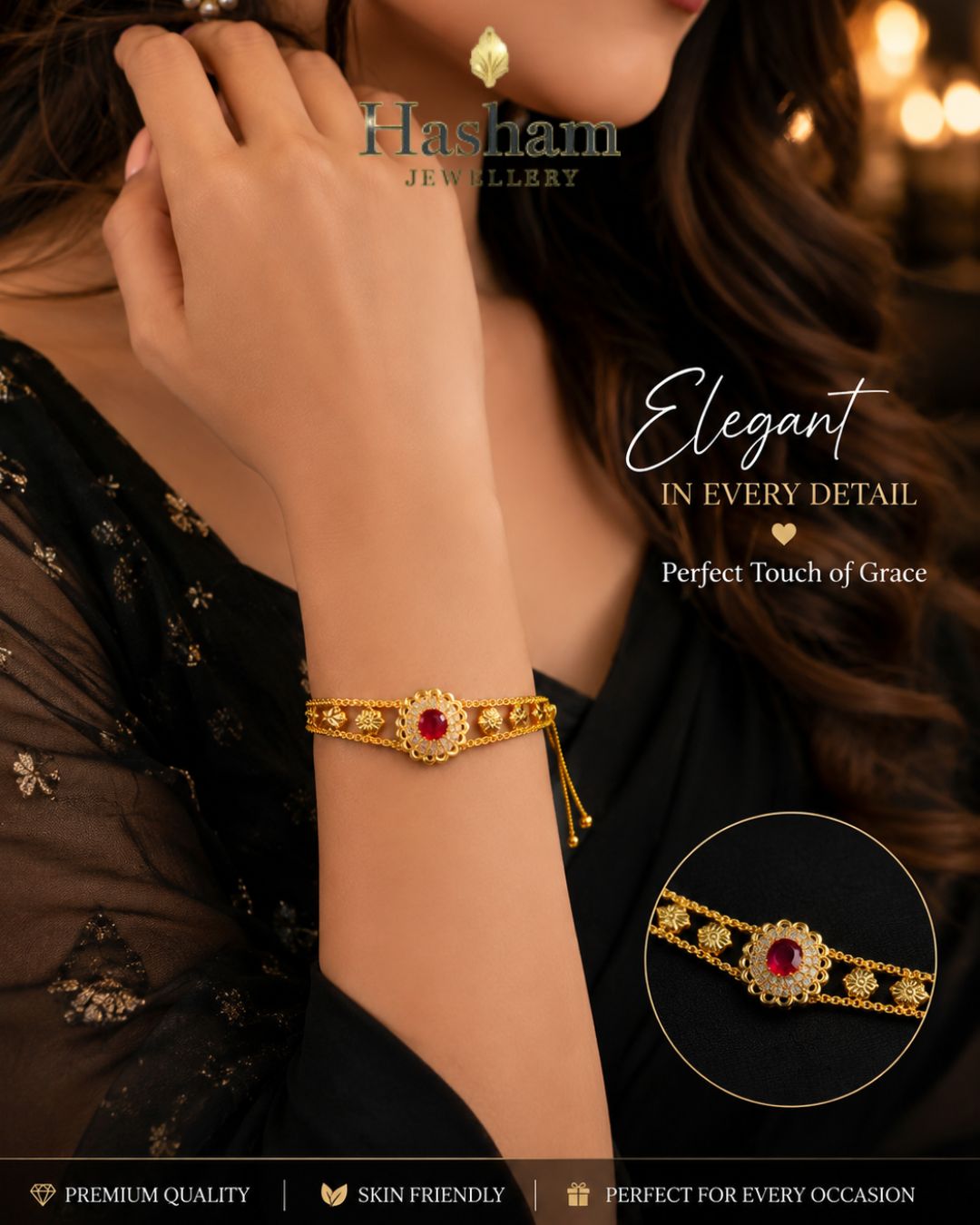 Gold Plated Bracelet Real Stones - Image 2