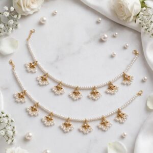 Hasham Jewellery Elegant Double-Layer Pearl & Gold Choker Set