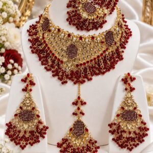 Maroon & Gold Bridal Jewellery Set | Hasham Jewellers